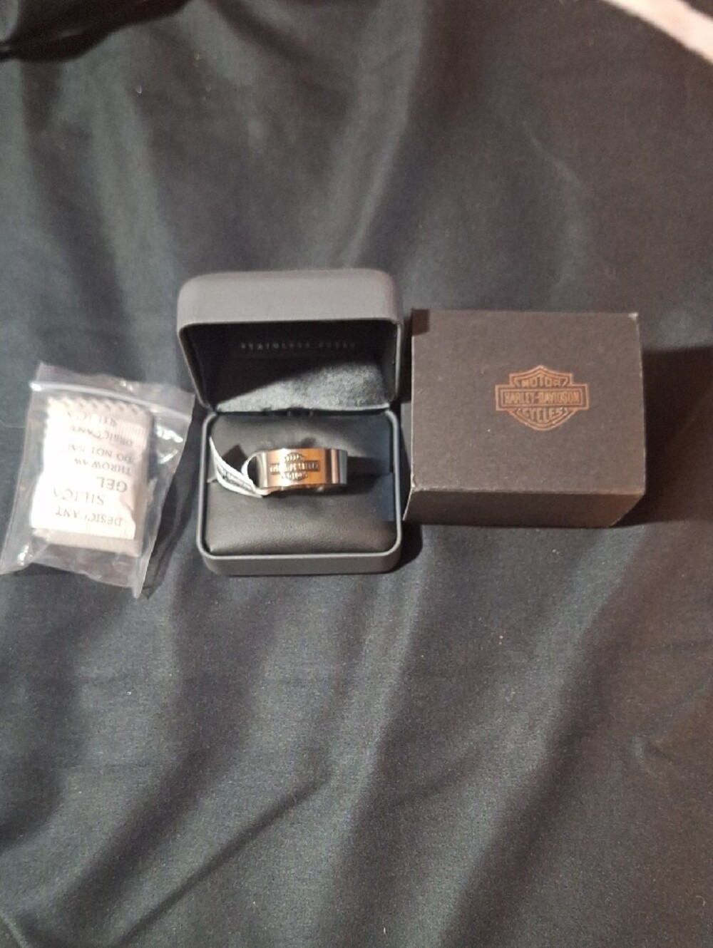 NWT Harley-Davidson Polished Silver Stainless Steel Men's Logo Ring